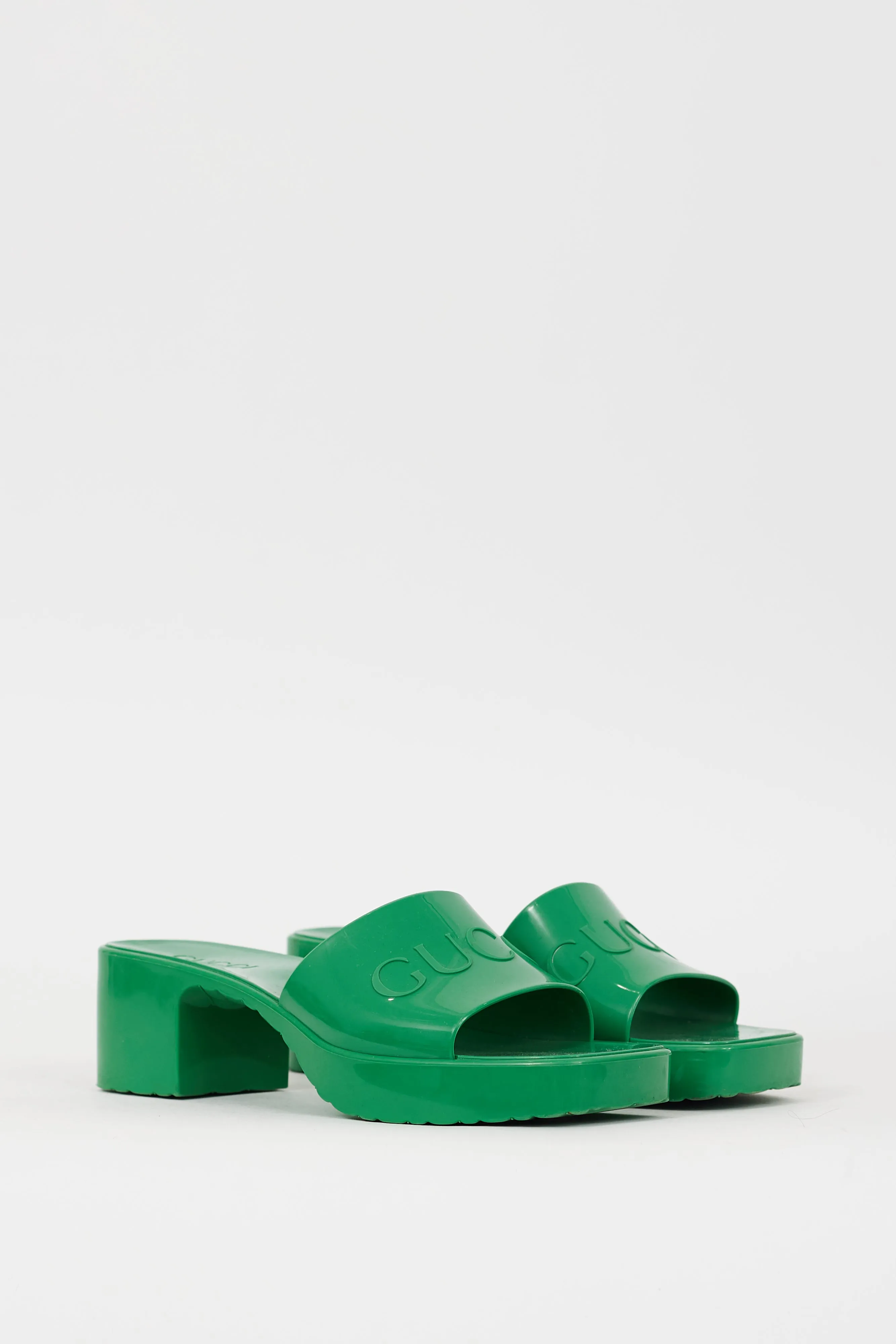 Green Rubber Logo Platform Sandal