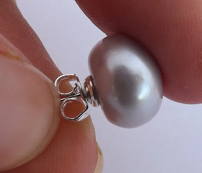 Grey 12mm Freshwater Pearl Stud Earrings