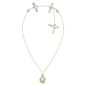 Grey Baroque Freshwater Pearl 'Back To Basics' Boulder Gold Plated Pendant