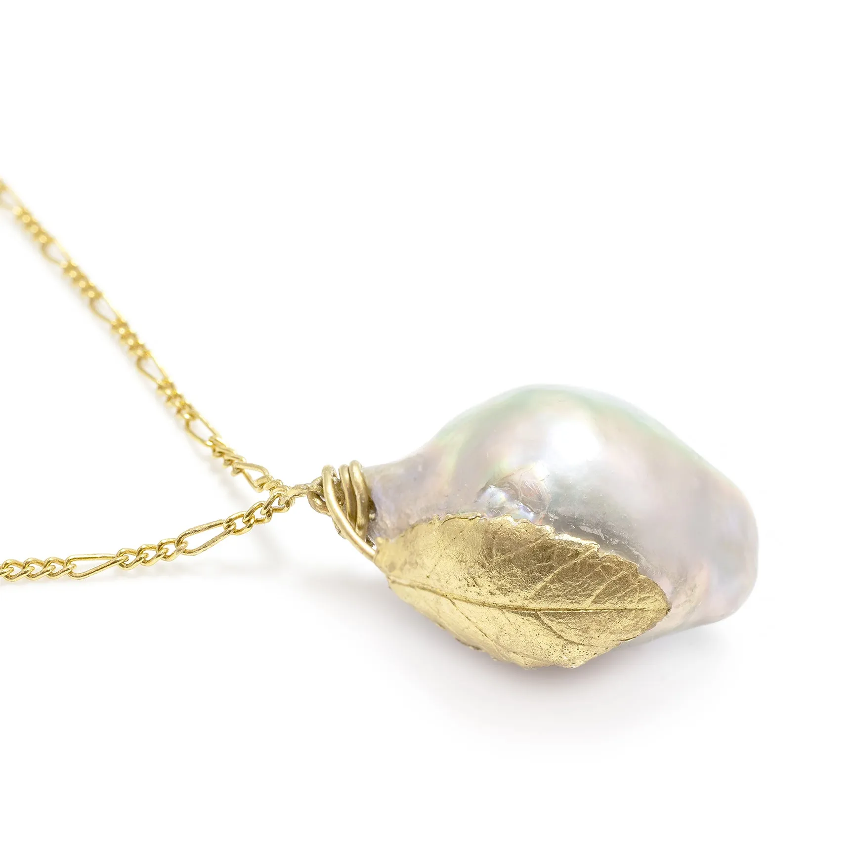 Grey Baroque Freshwater Pearl 'Back To Basics' Boulder Gold Plated Pendant