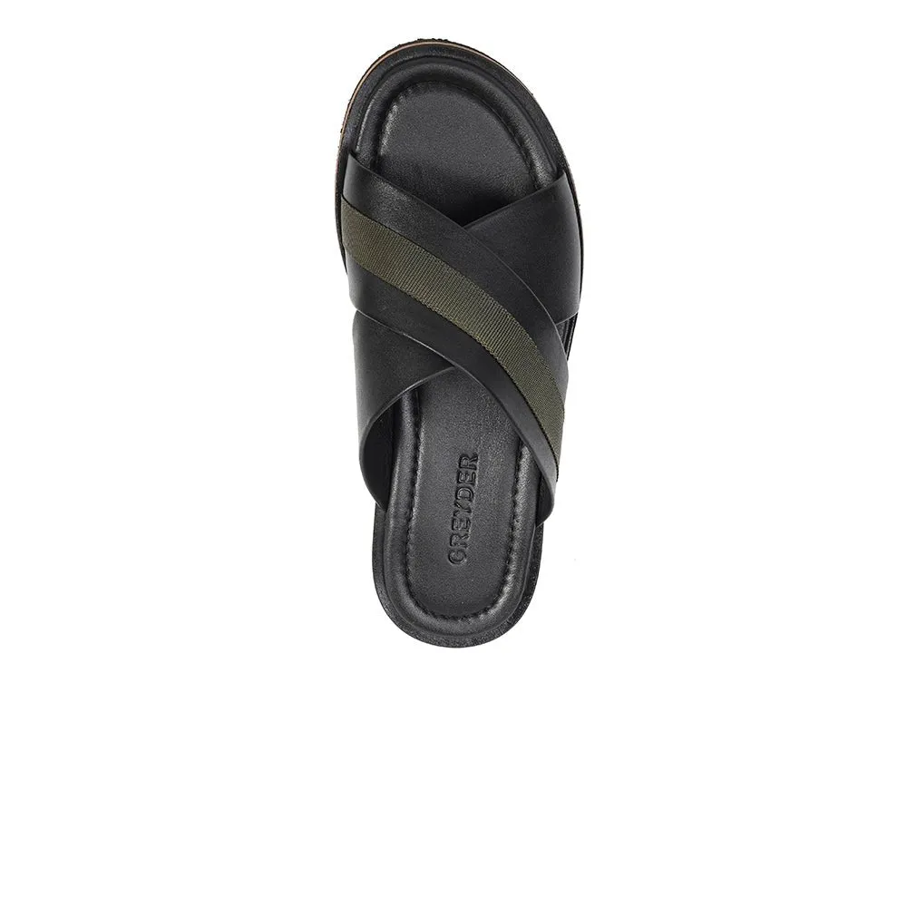 Greyder Men's Comfort Cross Over Slippers In Black