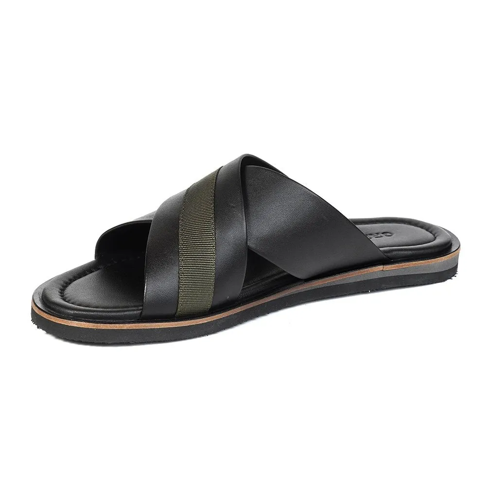 Greyder Men's Comfort Cross Over Slippers In Black