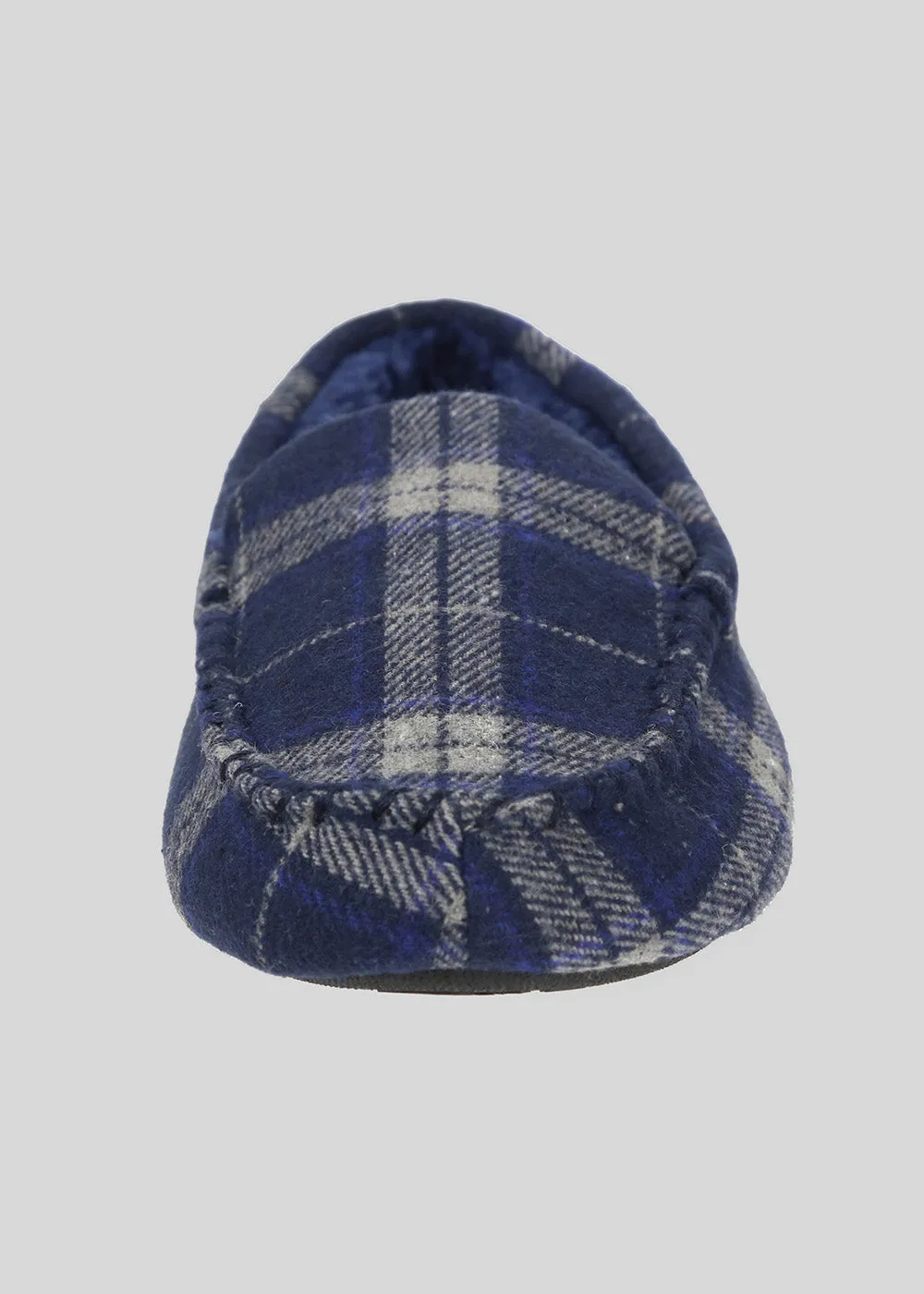 Gritti Palace Men's Check Moccasin Slipper - Navy