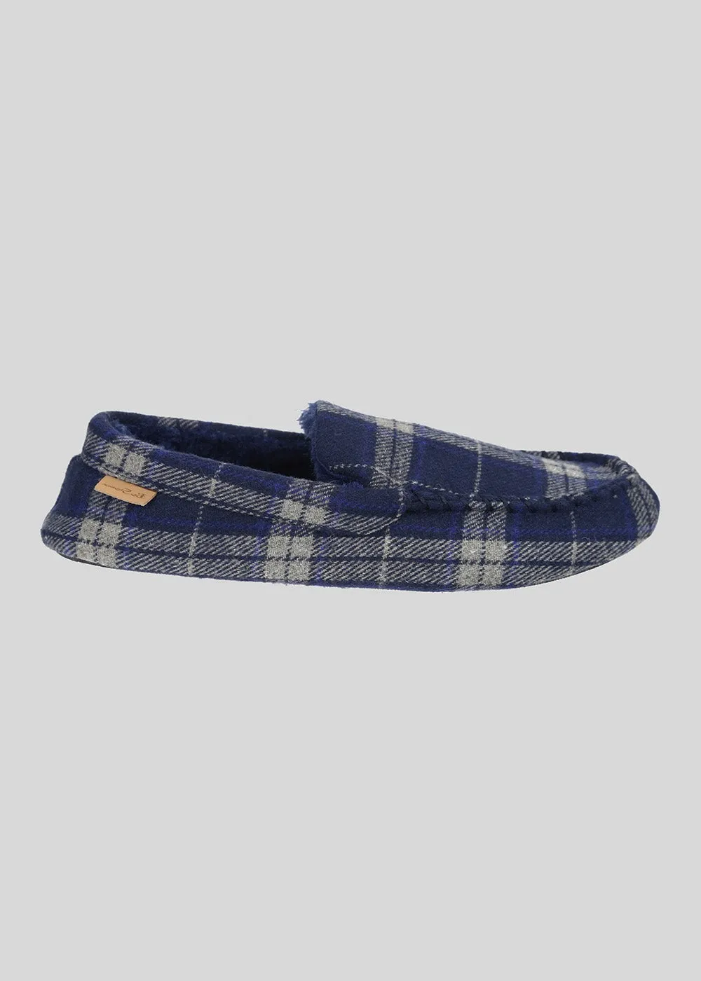 Gritti Palace Men's Check Moccasin Slipper - Navy