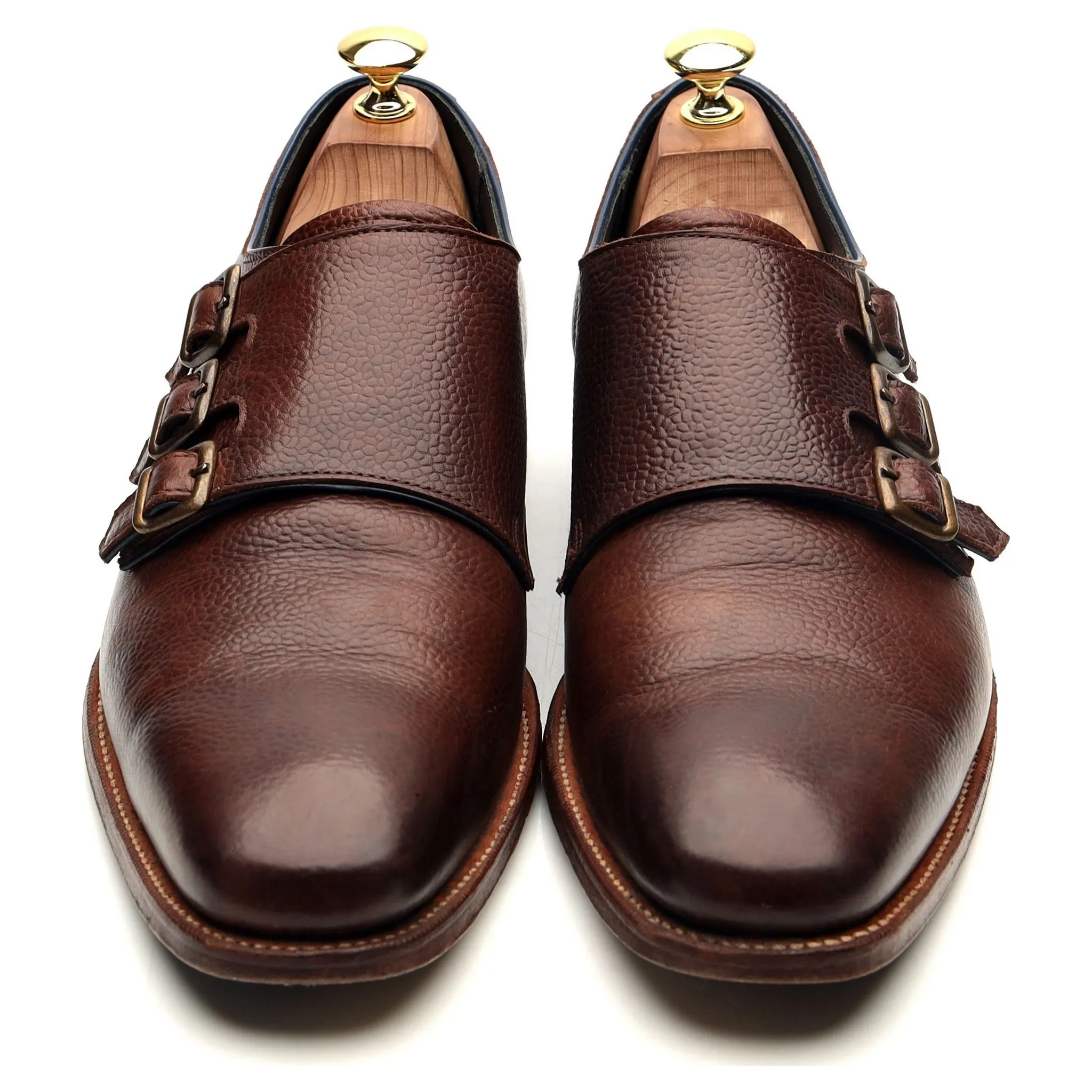 'Groundhog Blues' Dark Brown Leather Triple Monk Strap UK 8.5 F