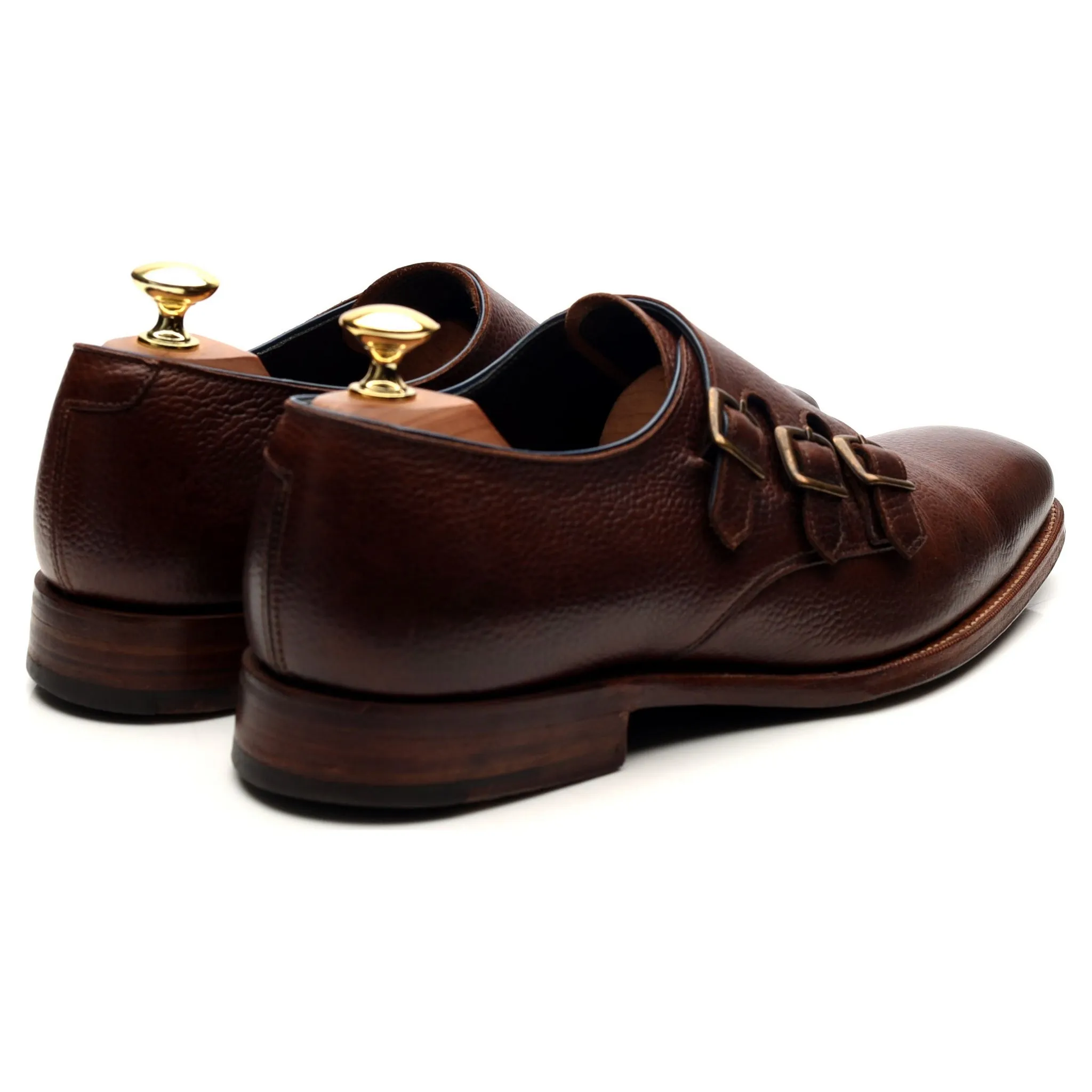 'Groundhog Blues' Dark Brown Leather Triple Monk Strap UK 8.5 F