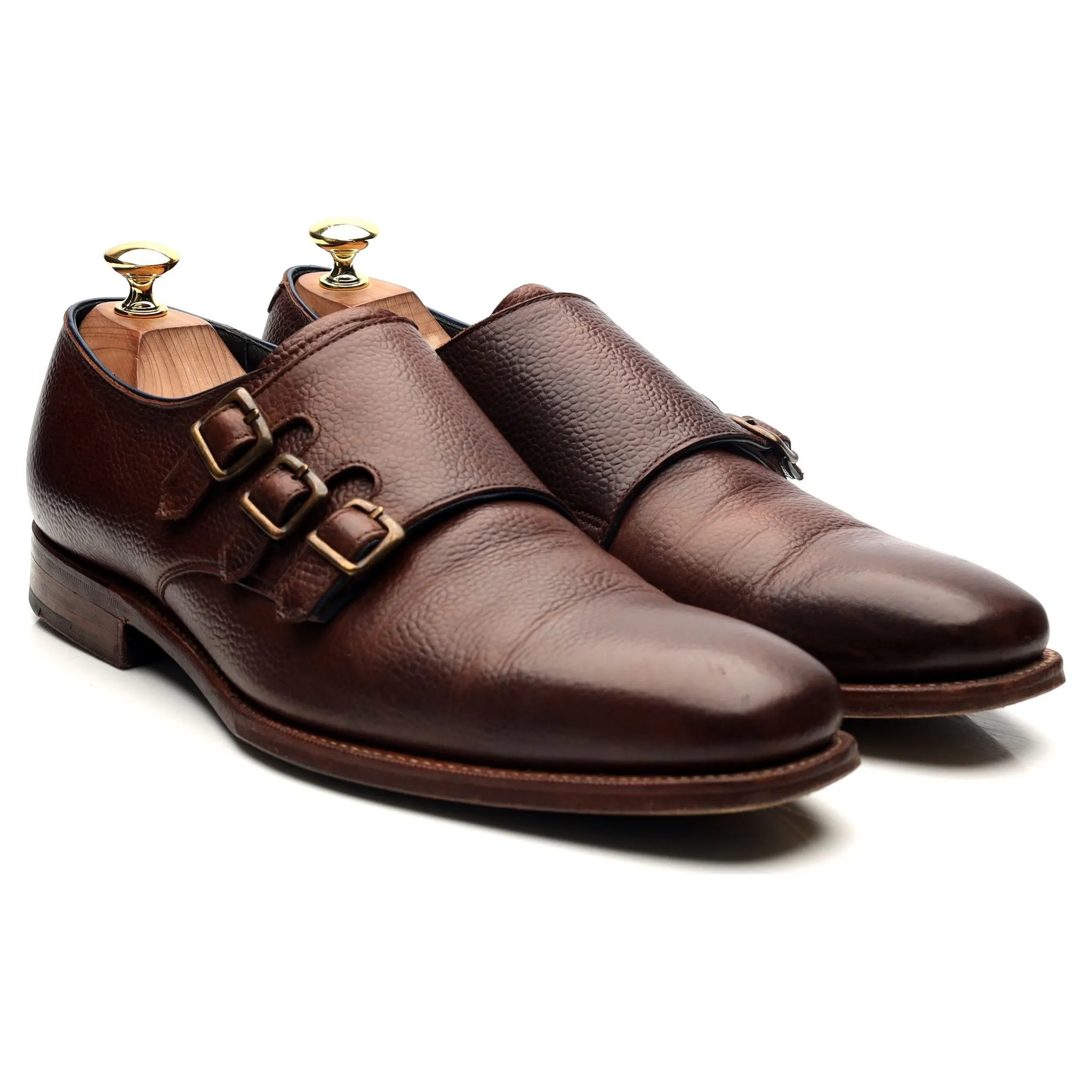 'Groundhog Blues' Dark Brown Leather Triple Monk Strap UK 8.5 F