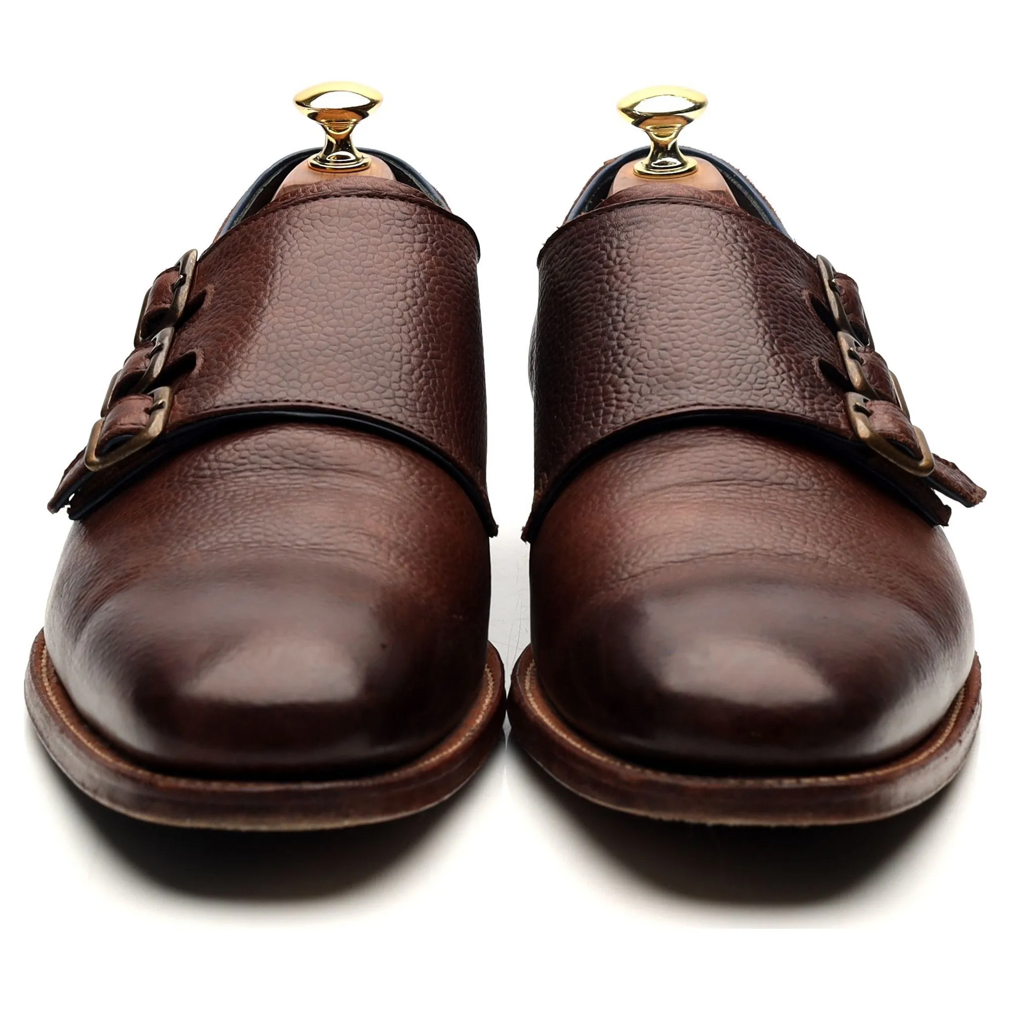 'Groundhog Blues' Dark Brown Leather Triple Monk Strap UK 8.5 F