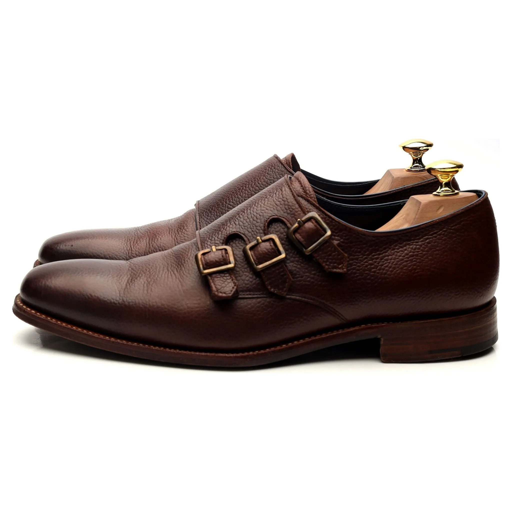'Groundhog Blues' Dark Brown Leather Triple Monk Strap UK 8.5 F