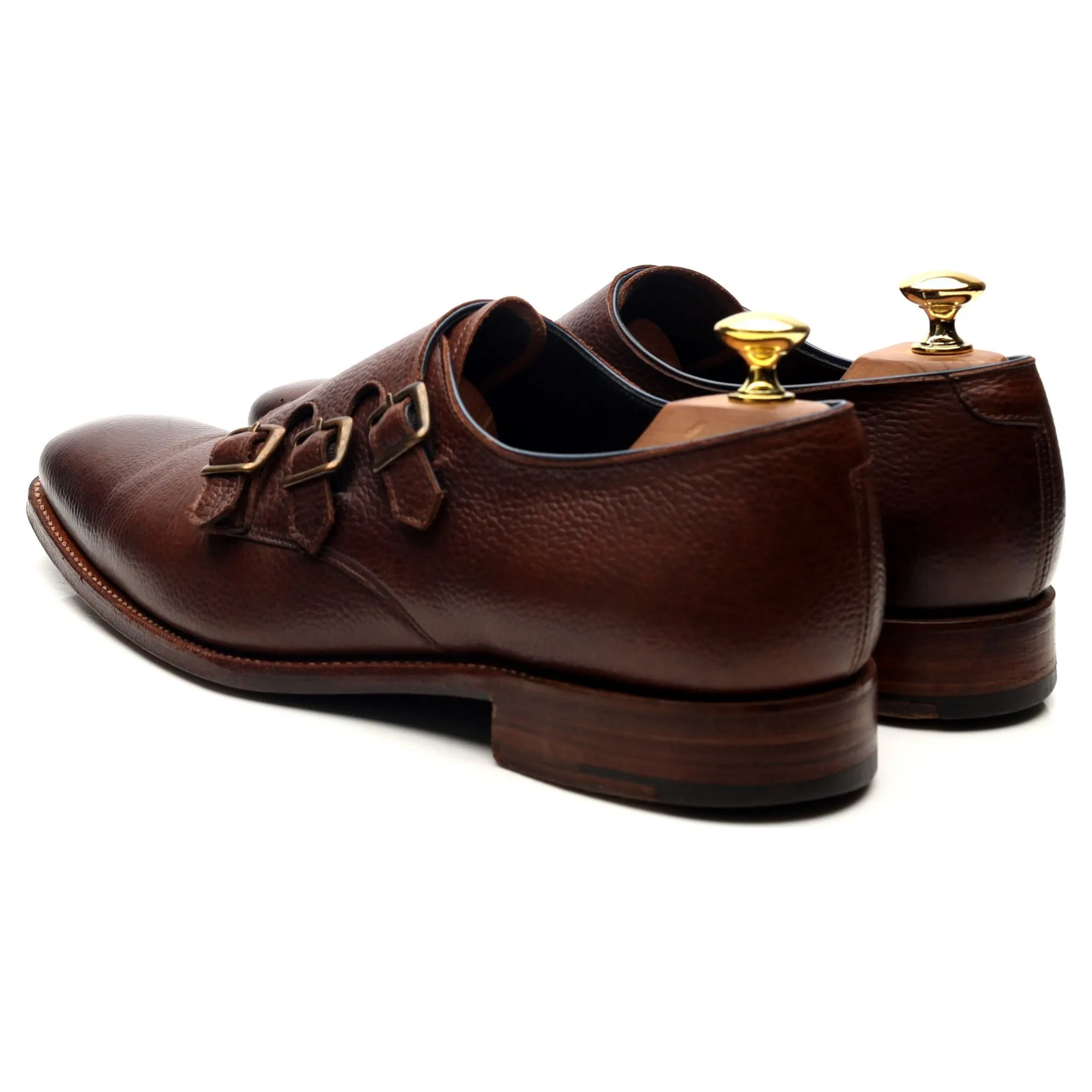 'Groundhog Blues' Dark Brown Leather Triple Monk Strap UK 8.5 F