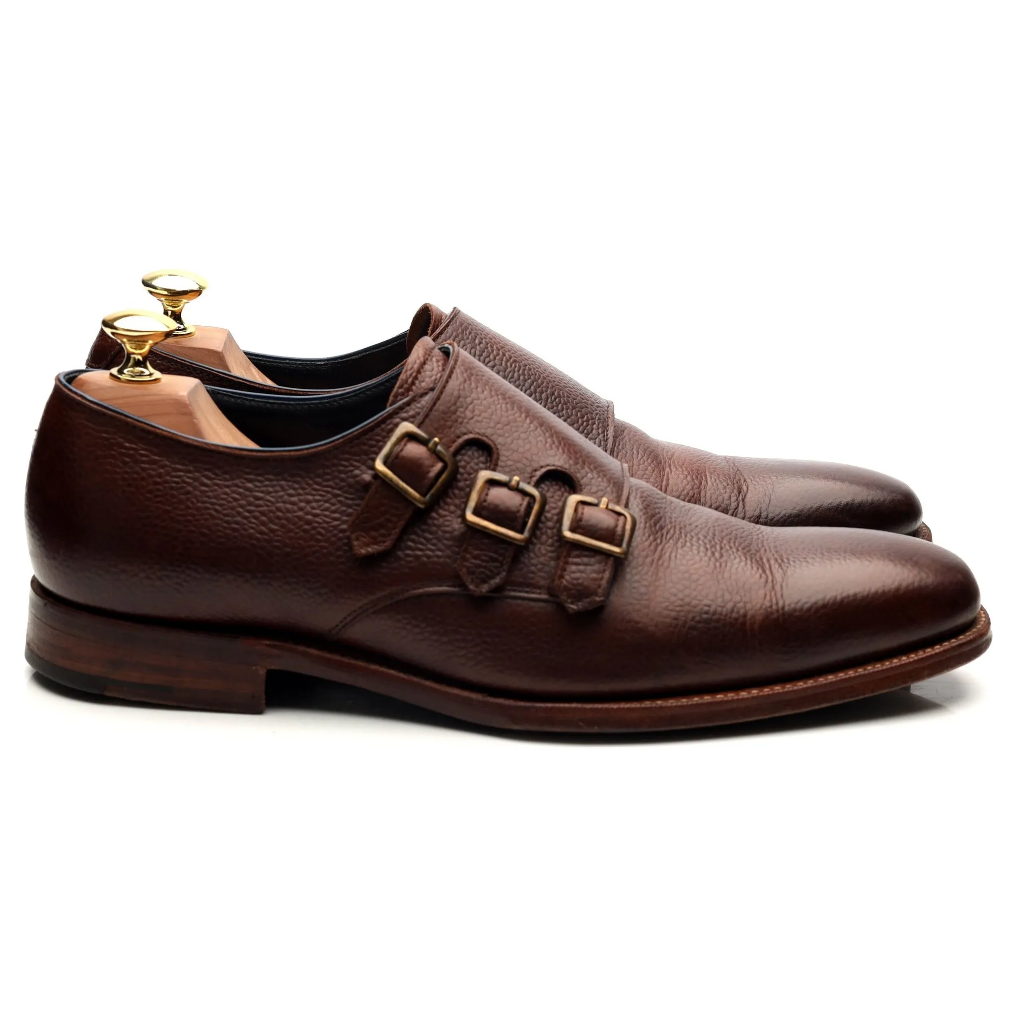 'Groundhog Blues' Dark Brown Leather Triple Monk Strap UK 8.5 F
