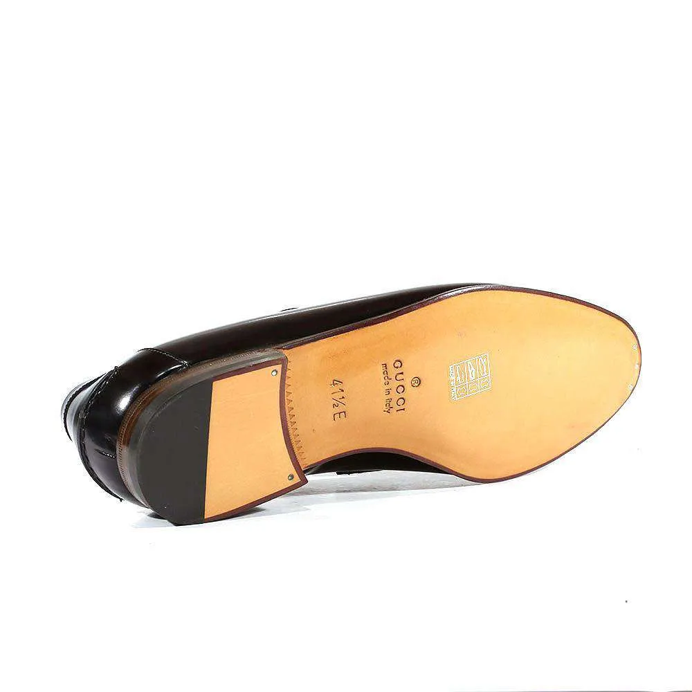 Gucci Men's Designer Shoes Black Leather Loafers with Logo Style 181797 (GGM1507)