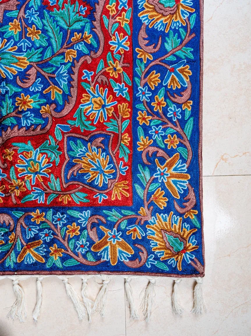Hand Aari Embroidered chain stitch rug 3ft x 5ft (91cm x 152.4 cm)