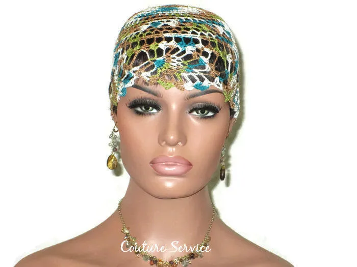 Handmade Green Pineapple Lace Cloche, Teal, Variegate