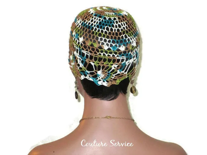 Handmade Green Pineapple Lace Cloche, Teal, Variegate