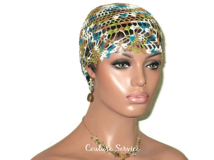Handmade Green Pineapple Lace Cloche, Teal, Variegate