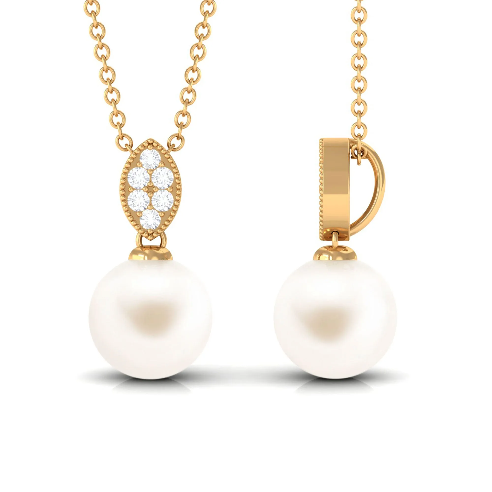 Handpicked Freshwater Pearl Pendant with Diamond