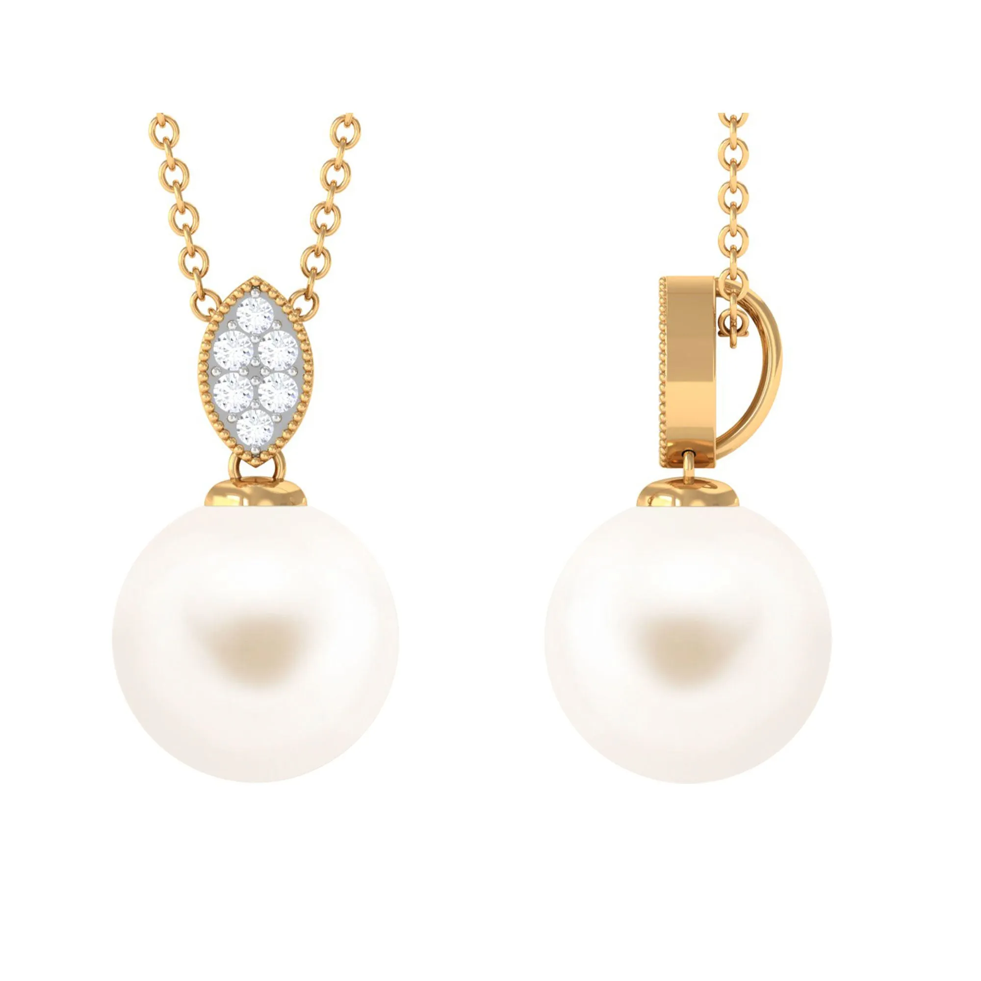 Handpicked Freshwater Pearl Pendant with Diamond