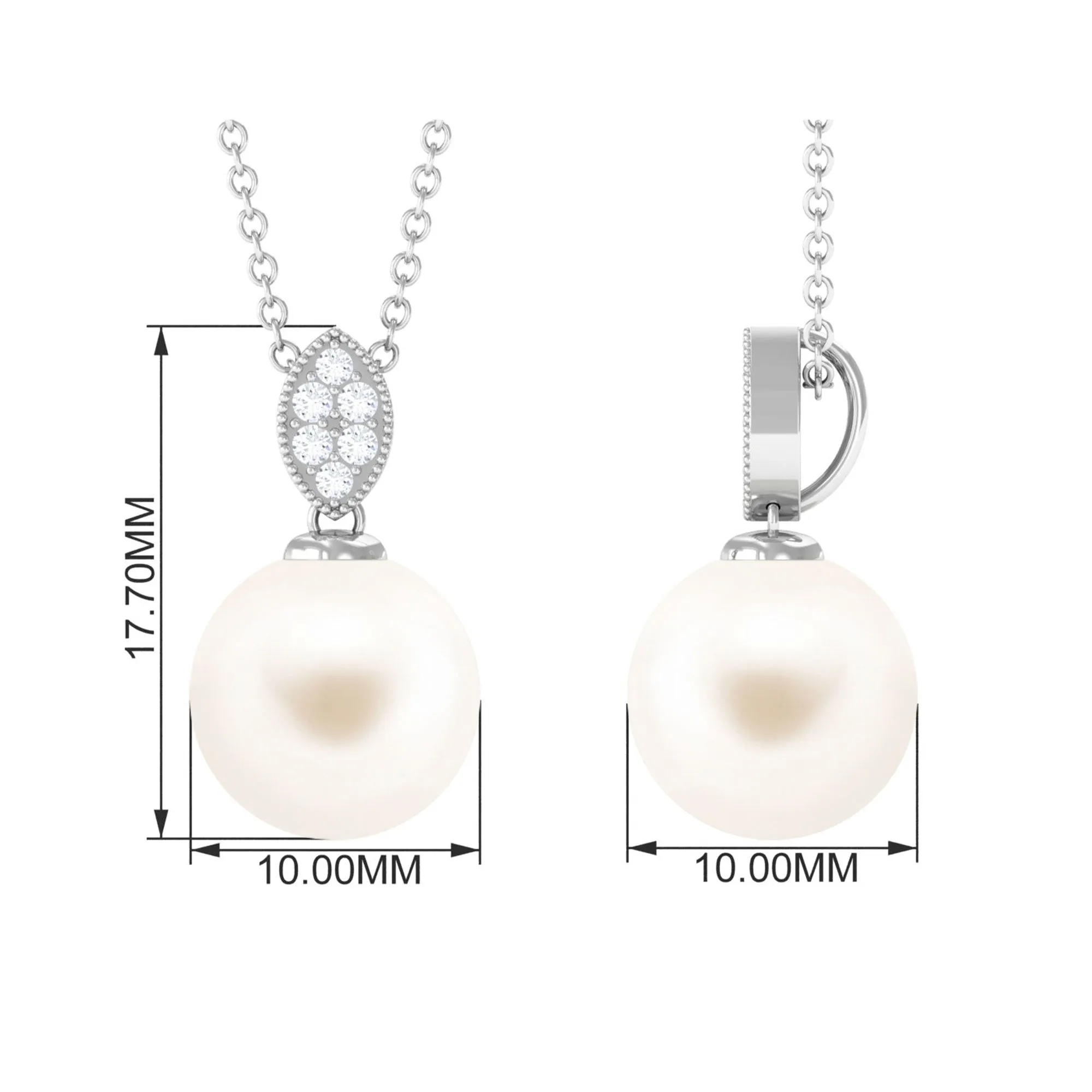 Handpicked Freshwater Pearl Pendant with Diamond