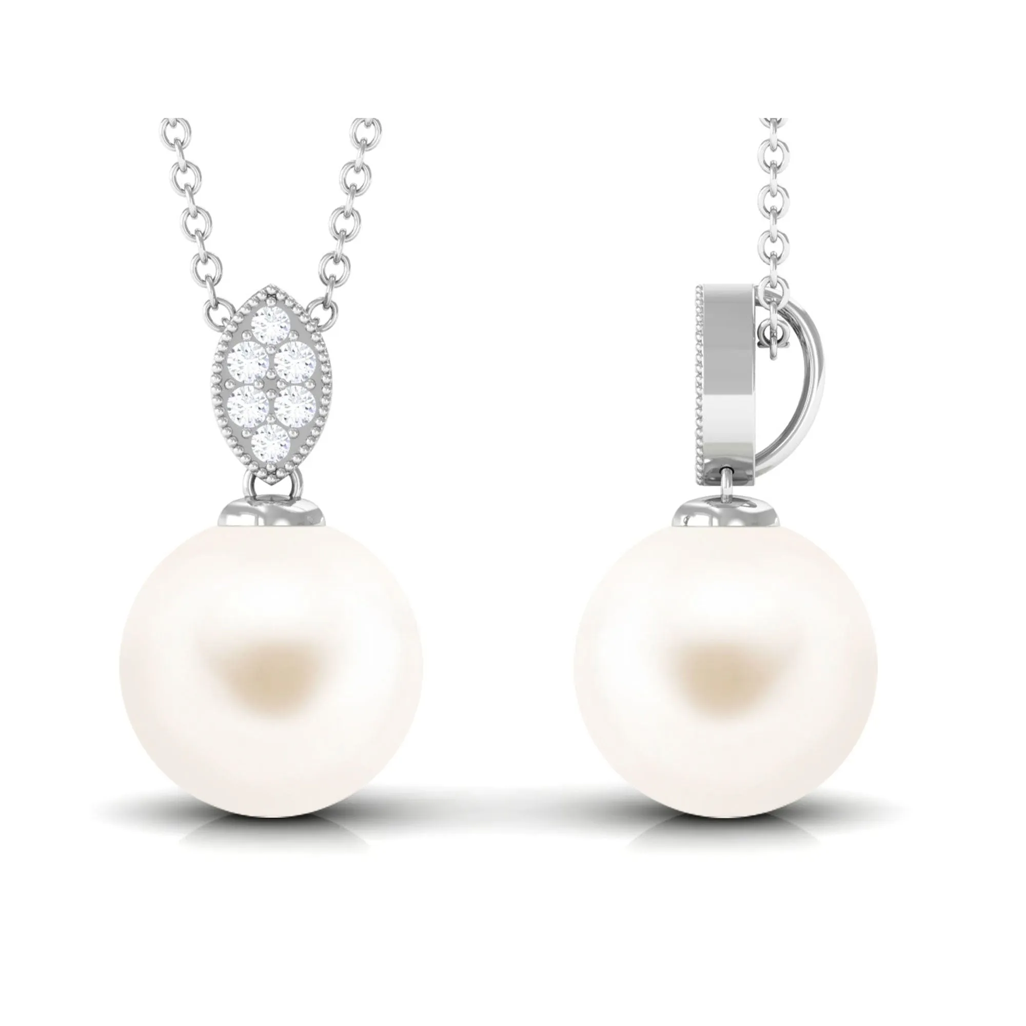 Handpicked Freshwater Pearl Pendant with Diamond
