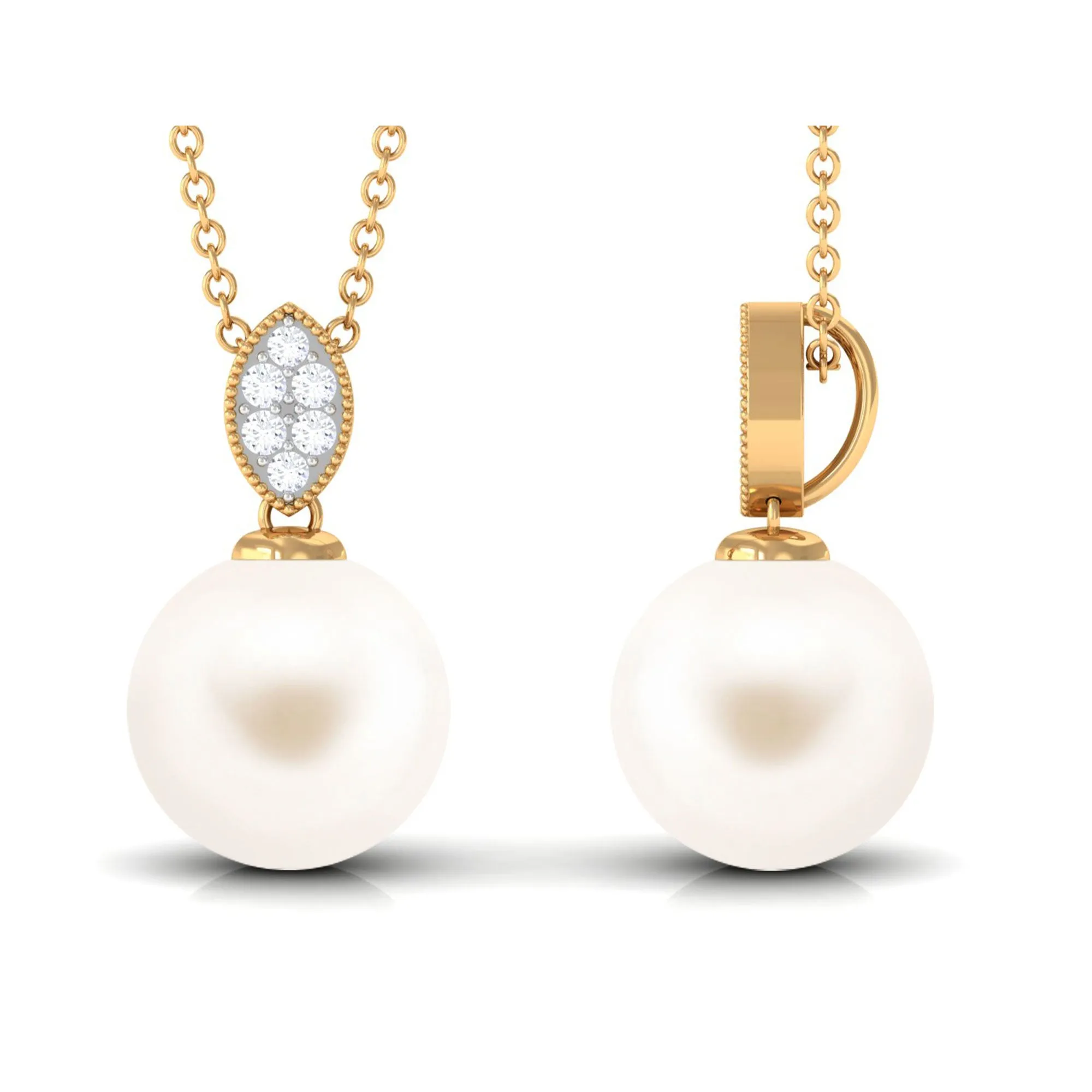 Handpicked Freshwater Pearl Pendant with Diamond
