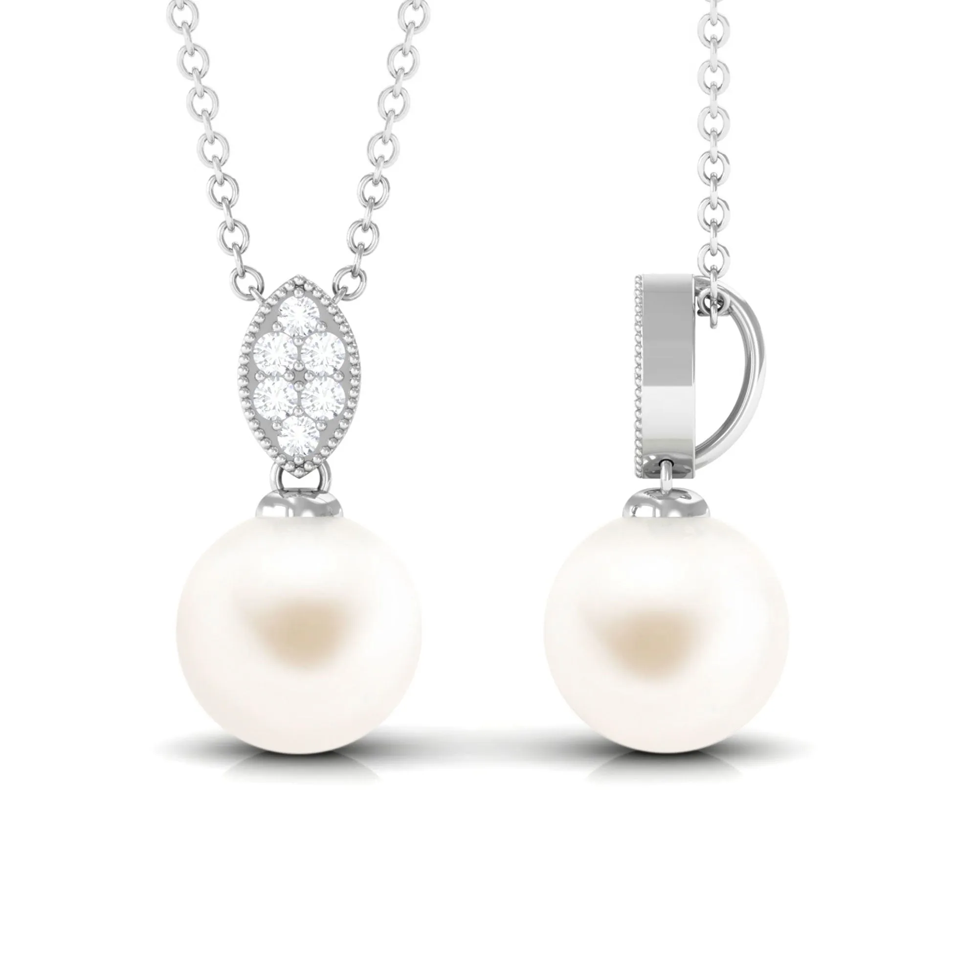 Handpicked Freshwater Pearl Pendant with Diamond