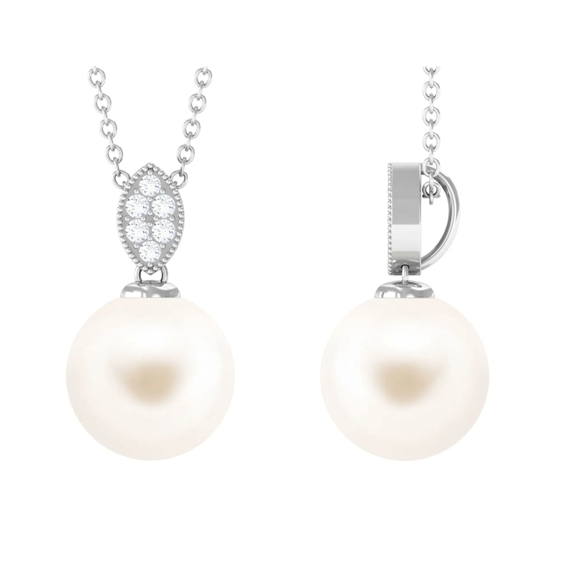 Handpicked Freshwater Pearl Pendant with Diamond