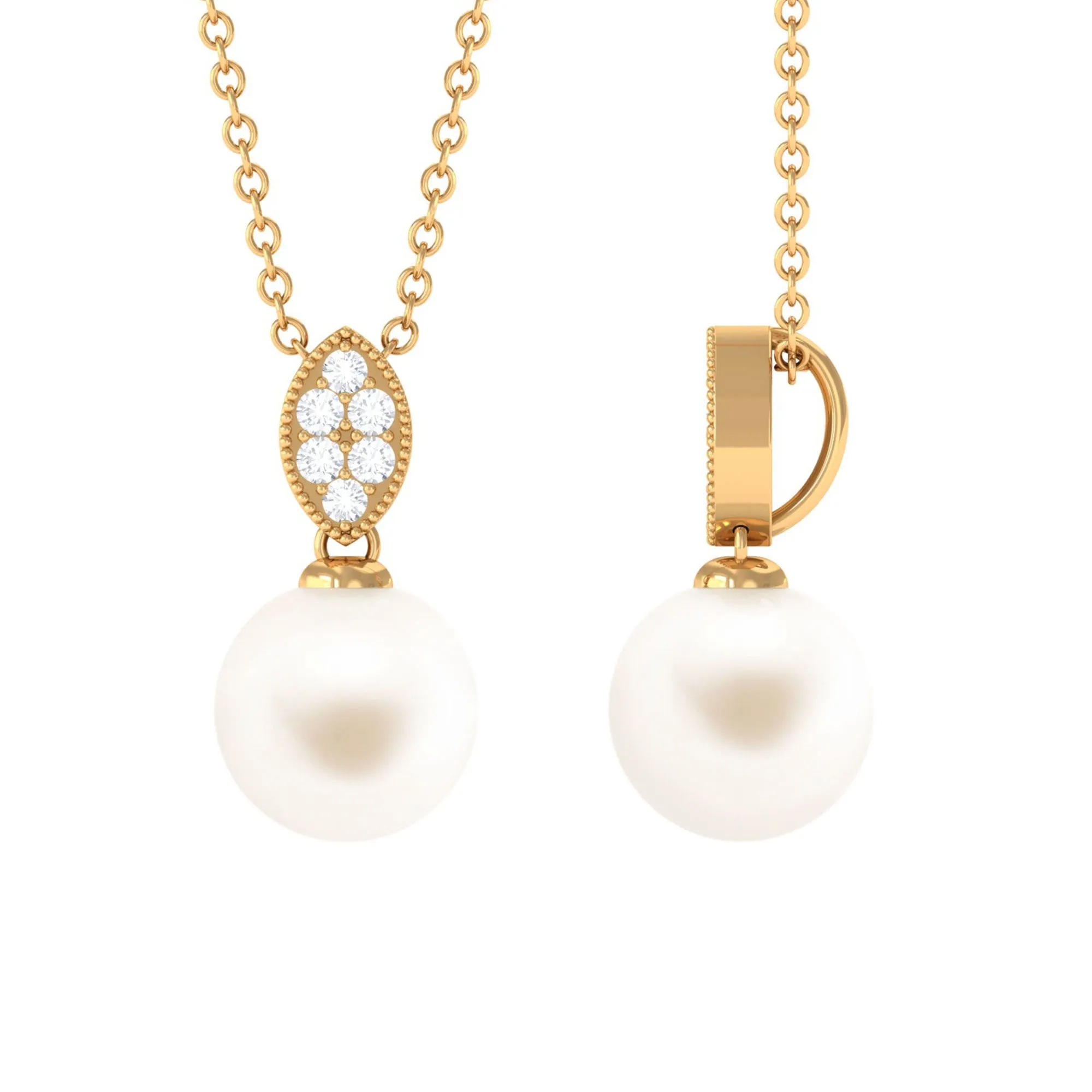 Handpicked Freshwater Pearl Pendant with Diamond