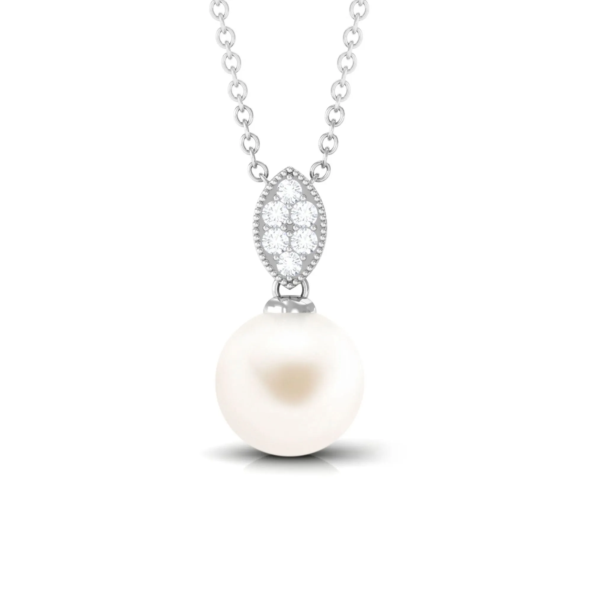Handpicked Freshwater Pearl Pendant with Diamond