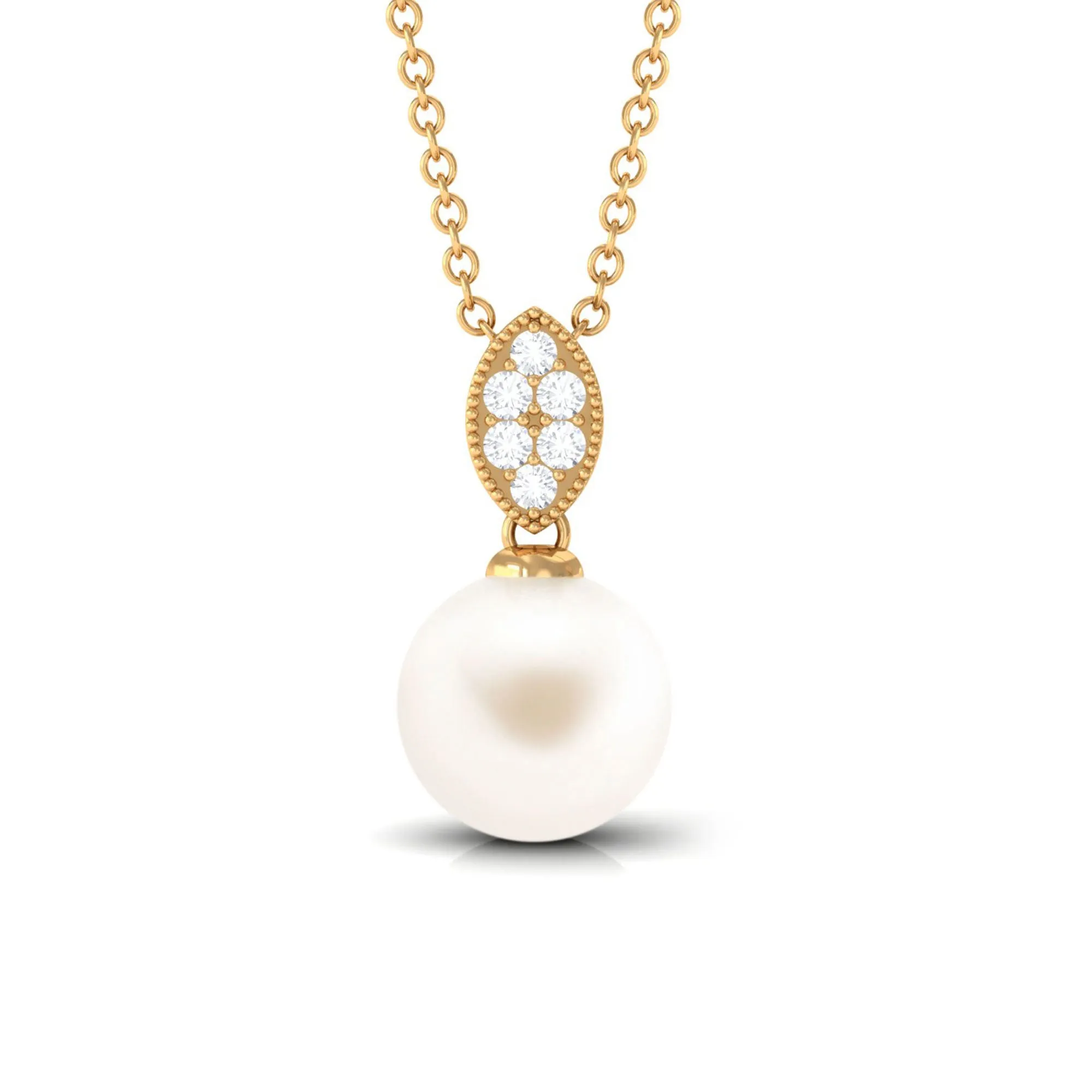 Handpicked Freshwater Pearl Pendant with Diamond