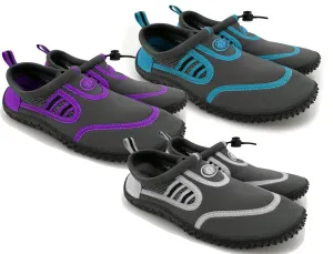 Hardcore womens water shoes; Quick drying aqua socks for barefoot running, swimming, poolside fun  at the water park, camping, yoga or surfing at the beach