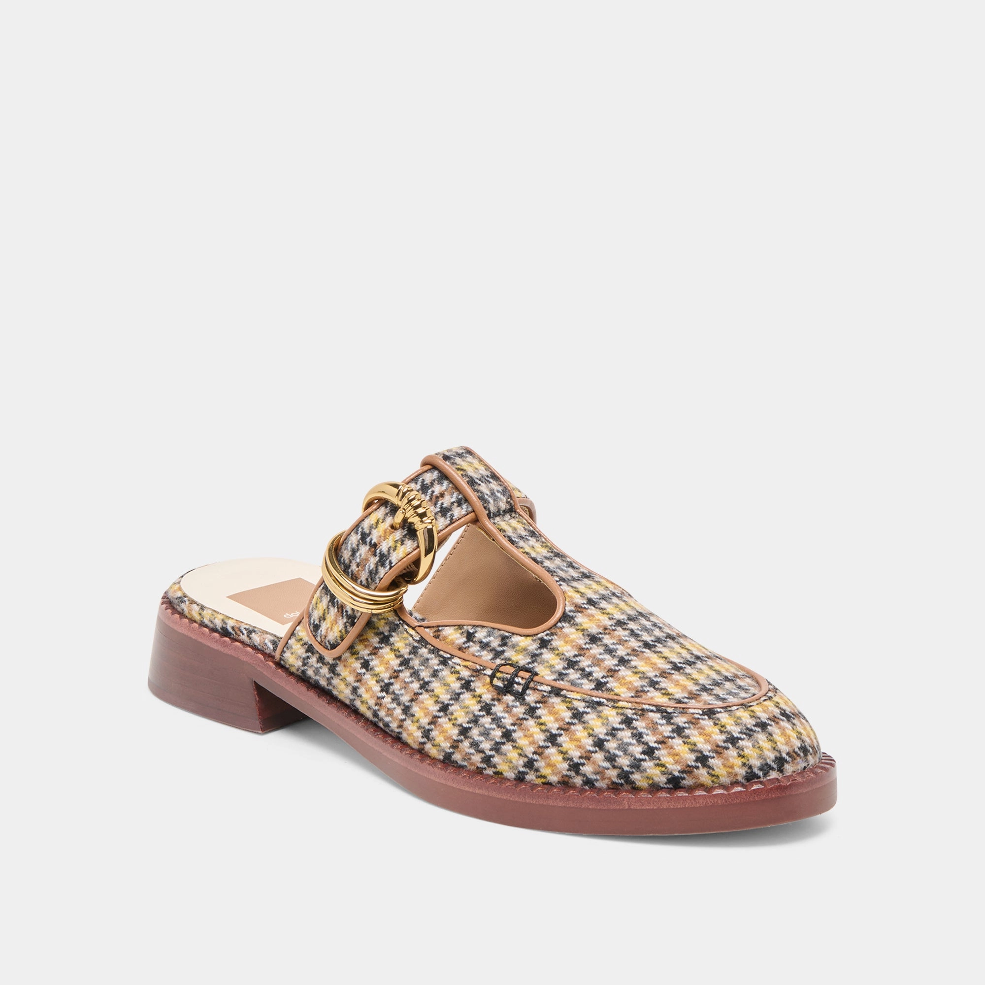 HARLAH FLATS YELLOW PLAID TWEED Date wear