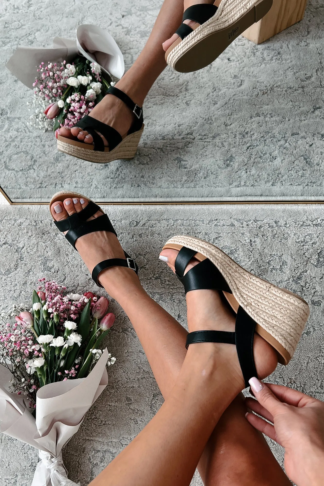 Havana Living Wedge Sandals (Black)