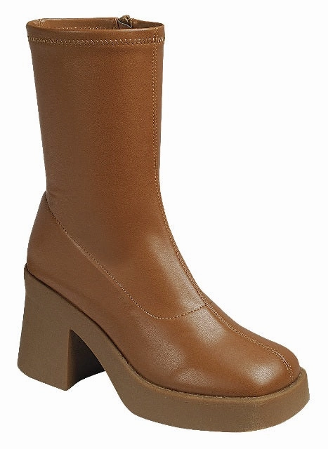 Sleek Side Zipper Ankle Bootie (TAN) tennis players' agility Textured Grip Pattern