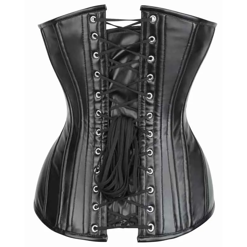 Heavy Duty Double Steel Boned Over Bust Waist Trainer Genuine Leather Corset