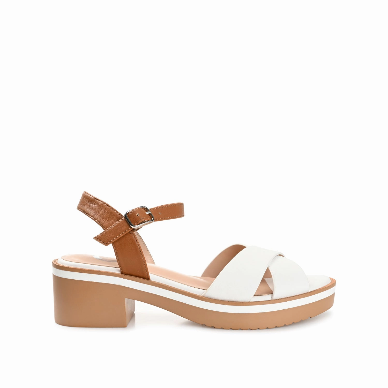 Thick sole HILAREE HEELED SANDALS IN VEGAN LEATHER