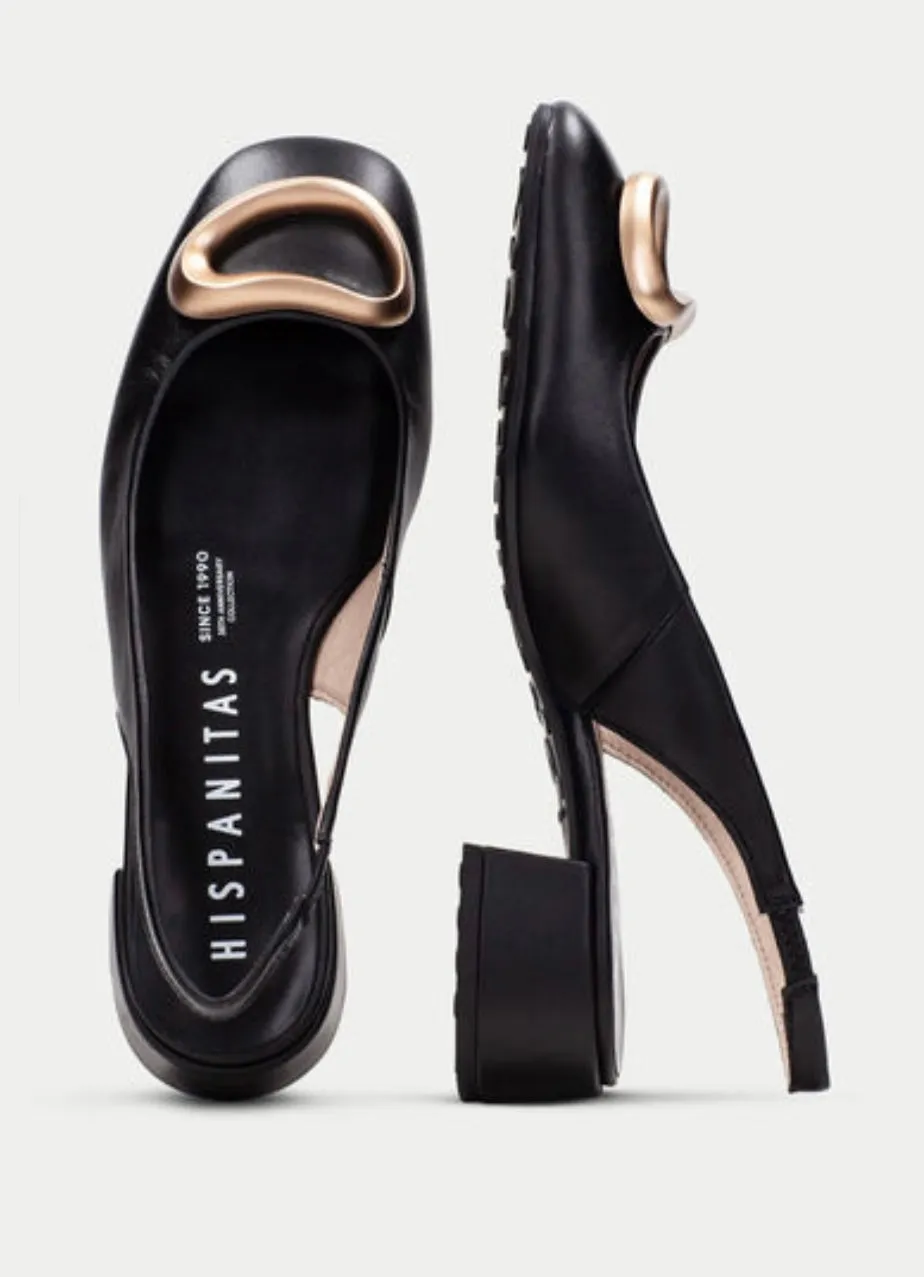 Hispanitas black leather slingback shoes