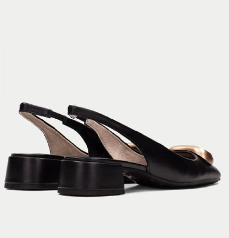 Hispanitas black leather slingback shoes