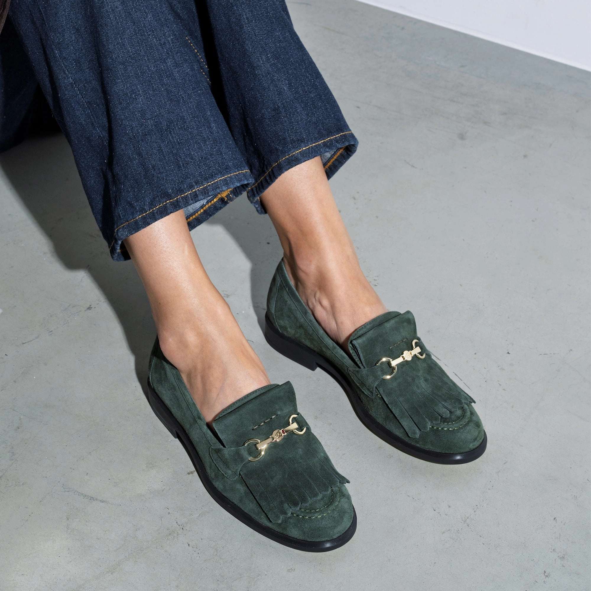 ankle boots Vend?me Lave dark green suede loafers