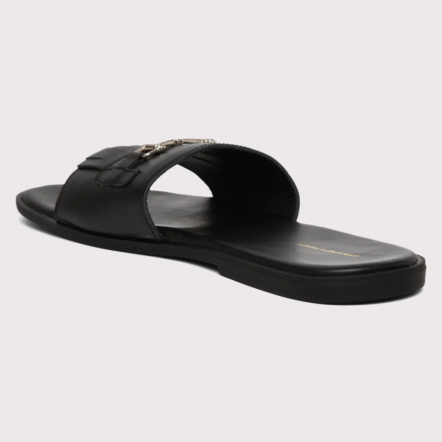 Horsebit Buckle Slippers - Black