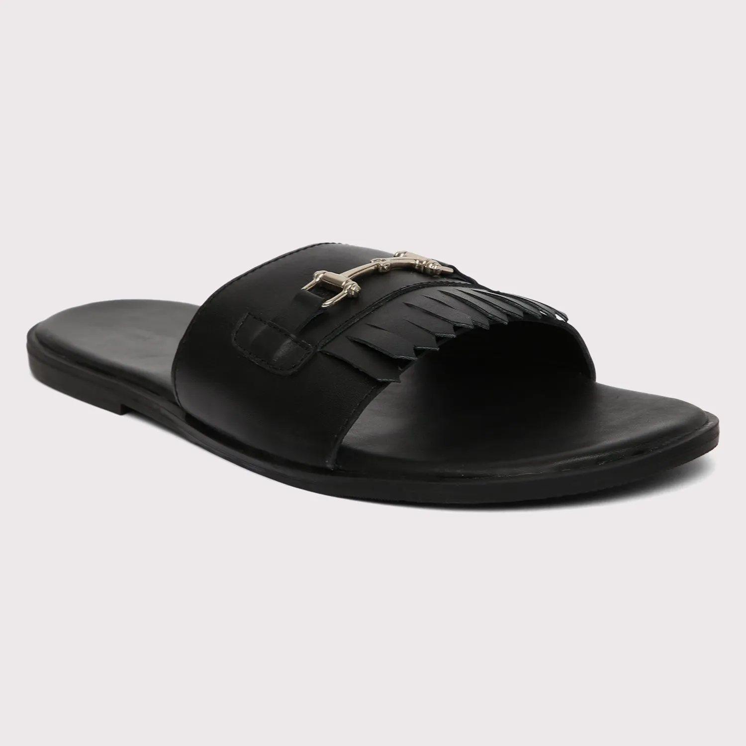 Horsebit Buckle Slippers - Black