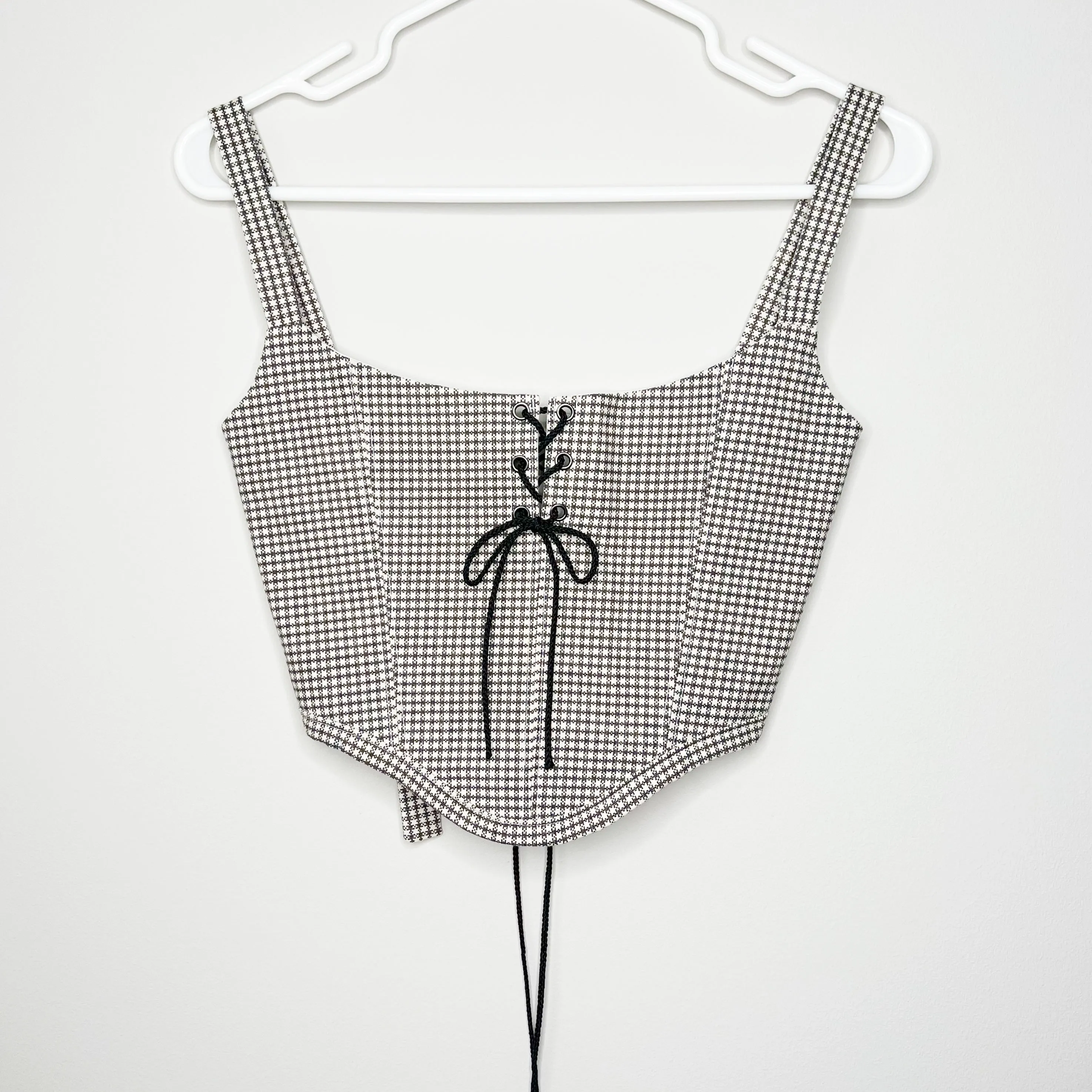 Houndstooth Front Tie Corset