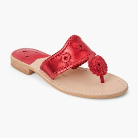 Jacks Metallic Leather Flat Sandal Anti Fatigue Light cushion
