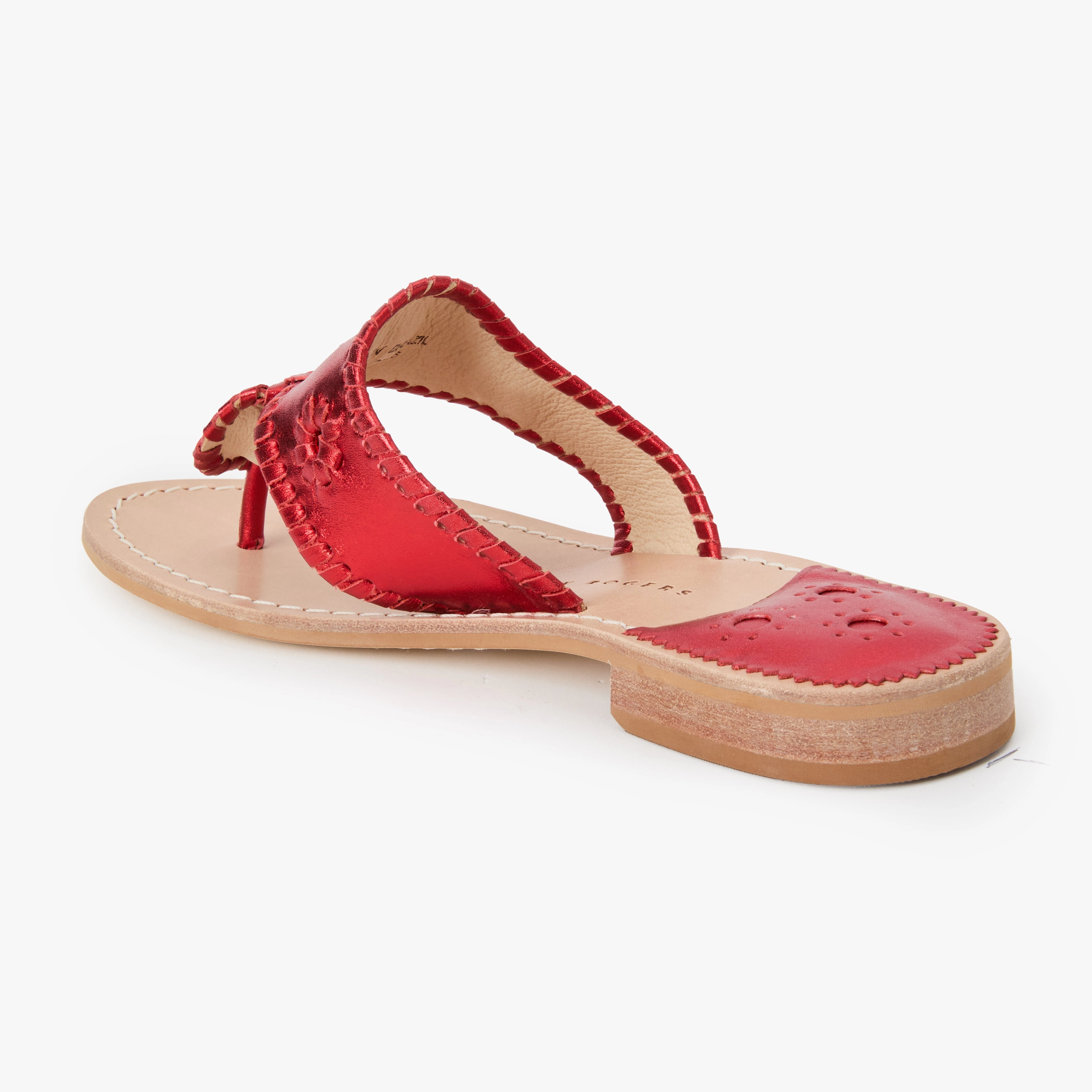 Modern Comfort Injection molded Jacks Metallic Leather Flat Sandal