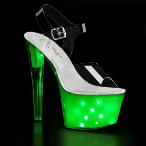 ILLUMINATOR-708 Pleaser Clear/White Glow Sexy Platform Shoes (Pole Dancing Heels)