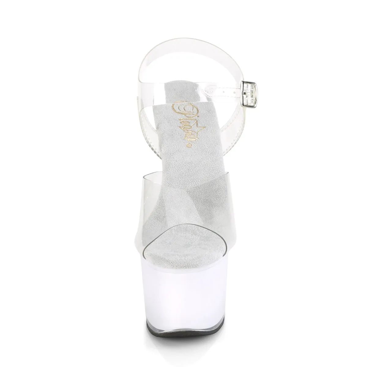 ILLUMINATOR-708 Pleaser Clear/White Glow Sexy Platform Shoes (Pole Dancing Heels)