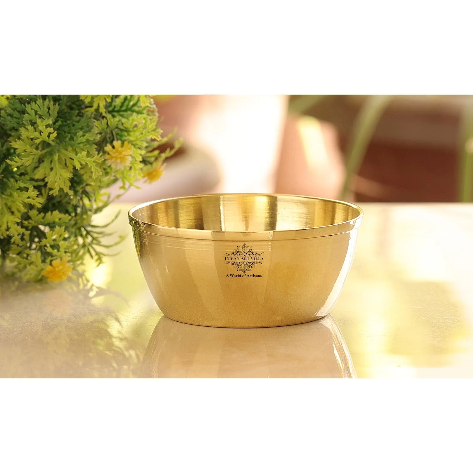 Indian Art Villa Brass Bowl With Shine Finshed, Diameter-8.89 cm