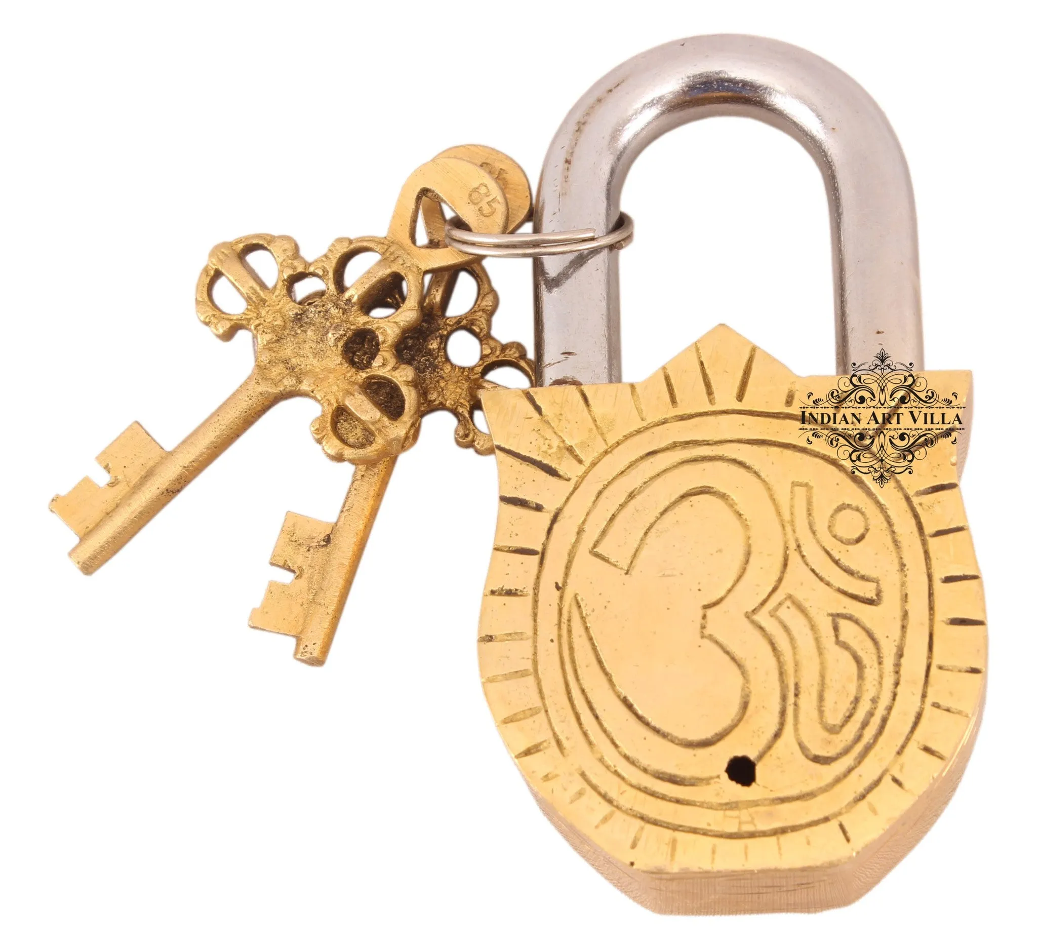 Indian Art Villa Pure Brass Durga Maa sitting on Lion Design Lock with 2 Key