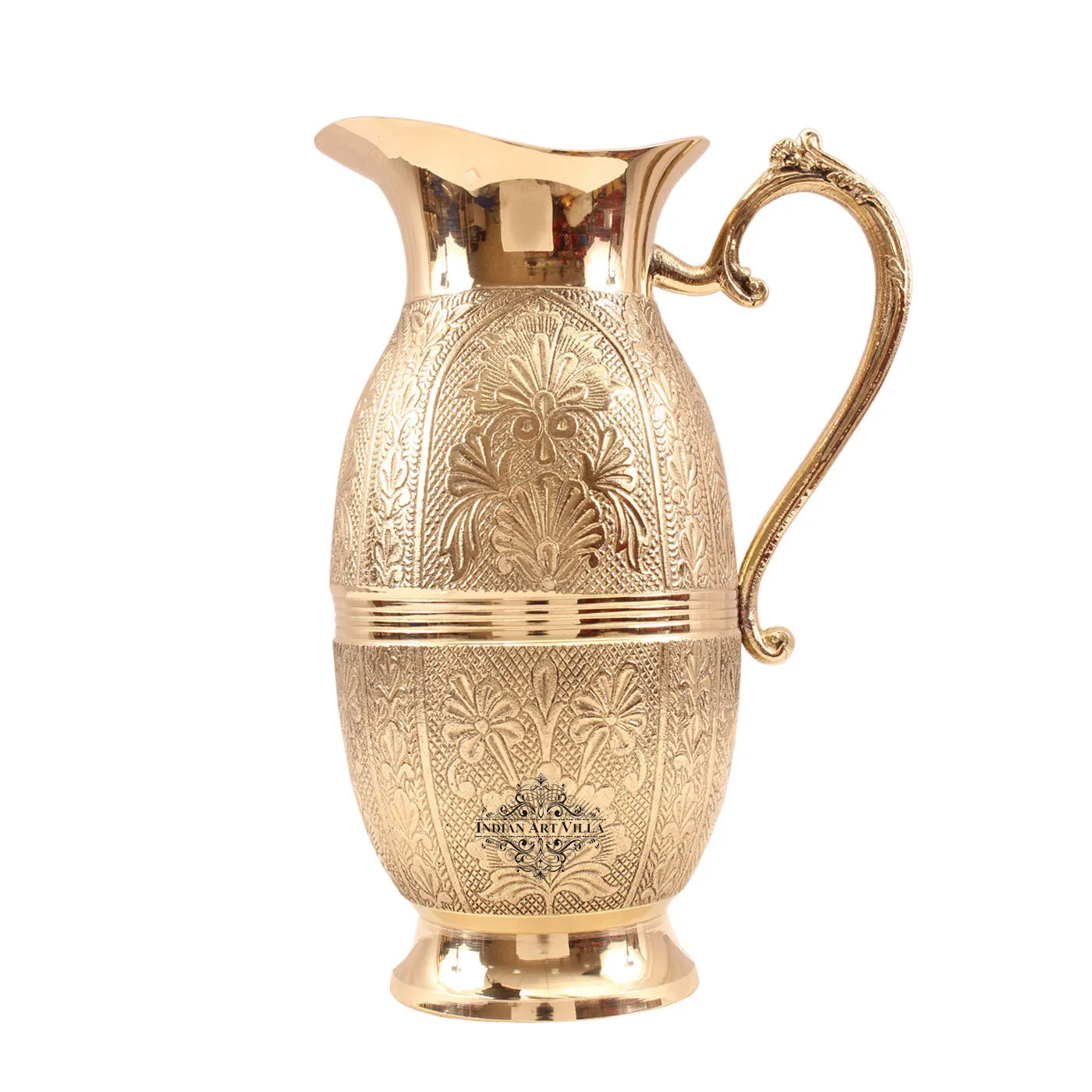 Indian Art Villa Pure Brass Handmade Shahi Design Jug Pitcher 1300 ML
