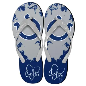 Indianapolis Colts NFL Womens Paint Splatter Flip Flops